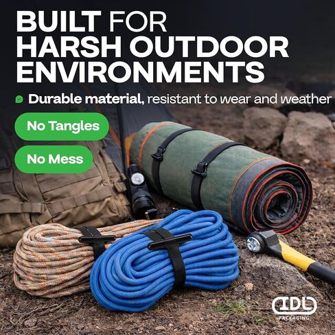 Reusable Zip Ties 4", 15-Pack - USA-Made Heavy-Duty Industrial Stretchable Fasteners - All-Weather Material, UV & Ozone Resistance - Wire Straps to Store Equipment & Declutter Garage by IDL Packaging in Kuwait