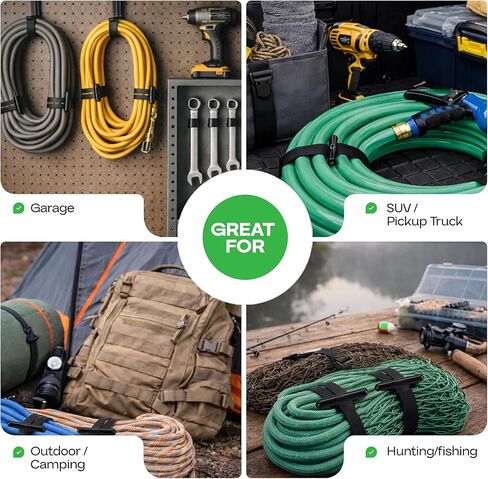 Reusable Zip Ties 4", 15-Pack - USA-Made Heavy-Duty Industrial Stretchable Fasteners - All-Weather Material, UV & Ozone Resistance - Wire Straps to Store Equipment & Declutter Garage by IDL Packaging in Kuwait