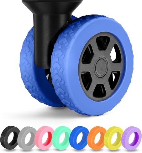 8 قطع أغطية عجلات الأمتعة، واقيات عجلات الأمتعة من السيليكون، مناسبة للعجلات الدوارة، هادئة ومقاومة للاهتراء، تقلل الضوضاء وتمنع الخدوش، مناسبة للعجلات مقاس 2-2.4 بوصة (أسود) in Kuwait