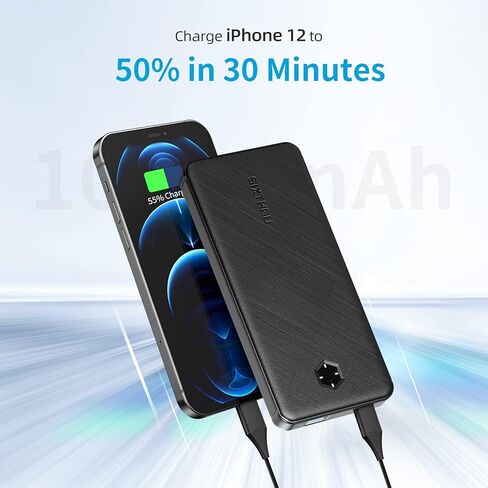 شاحن محمول، بنك طاقة نحيف 10000 مللي أمبير PD 20 وات، حزمة بطارية شحن عالية السرعة USB C داخلية وخارجية، بنك طاقة خارجي للهاتف متوافق مع iPhone 16 15 14 13 12 Samsung S22 S21 Google iPad وما إلى ذلك in Kuwait