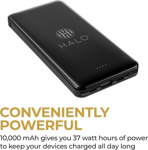Halo 10K mAh Power Bank w/Integrated Cables & Fast Charging - Black in Saudi Arabia