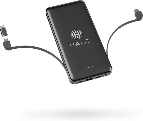 Halo 10K mAh Power Bank w/Integrated Cables & Fast Charging - Black in Saudi Arabia