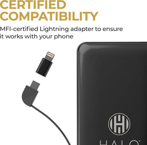 Halo 10K mAh Power Bank w/Integrated Cables & Fast Charging - Black in Saudi Arabia