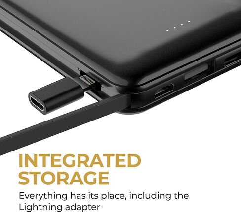 Halo 10K mAh Power Bank w/Integrated Cables & Fast Charging - Black in Saudi Arabia