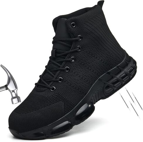 Steel Toe Work Boots for Men Women, High Top Slip Resistant Safety Shoes Puncture Proof Comfortable Tennis Boots for Industry Construction Warehouse in Saudi Arabia