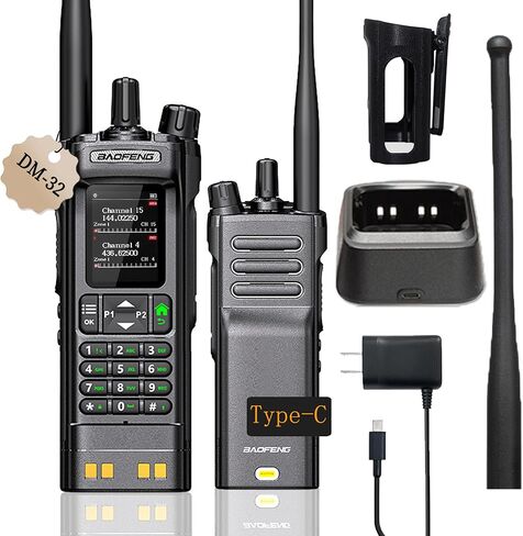 BAOFENG DM32 DMR 10W Long Range Walkie Talkie | Dual Band VHF/UHF | GPS & USB-C Rechargeable | Two Way Radio for Outdoor Hunting Emergency in Saudi Arabia
