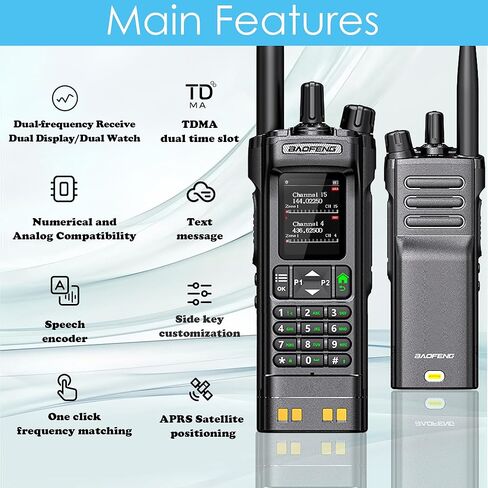BAOFENG DM32 DMR 10W Long Range Walkie Talkie | Dual Band VHF/UHF | GPS & USB-C Rechargeable | Two Way Radio for Outdoor Hunting Emergency in Saudi Arabia