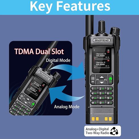 BAOFENG DM32 DMR 10W Long Range Walkie Talkie | Dual Band VHF/UHF | GPS & USB-C Rechargeable | Two Way Radio for Outdoor Hunting Emergency in Saudi Arabia