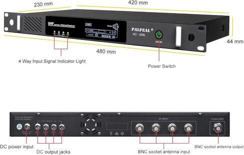 حزمة مجمع هوائي AC-325L UHF لنظام مراقبة الأذن اللاسلكية، هيكل 1U/19 بوصة، مجمع إرسال IEM رباعي الاتجاهات، مجمع إشارة IEM RF، هوائي مجداف نشط الاتجاه in Kuwait