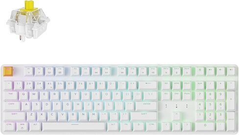 Keychron KJ5 Wireless Custom Mechanical Keyboard, 2.4 GHz Bluetooth QMK Full-Size Layout RGB, Hot-swappable Banana Switch Compatible with Mac Windows Linux, for Gaming Office - White in Saudi Arabia
