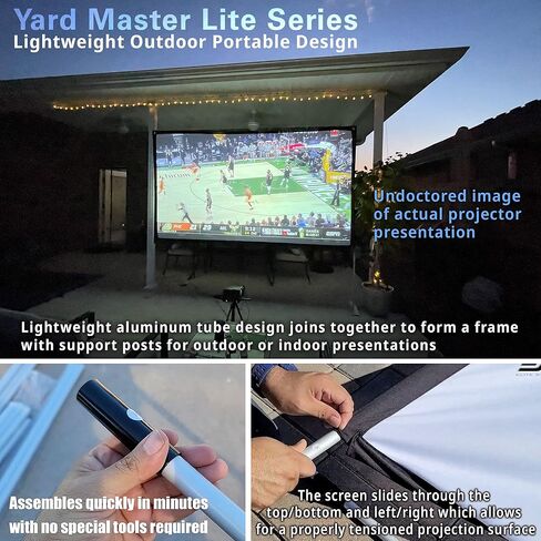 شاشة عرض محمولة من Elite Screens Yard Master Lite مقاس 125 بوصة مع حامل، خالية من التجاعيد 16:9 شاشة أفلام داخلية/خارجية، إعداد سريع، عرض أمامي وخلفي، حقيبة حمل للفناء الخلفي - OMS125HLITE in Kuwait