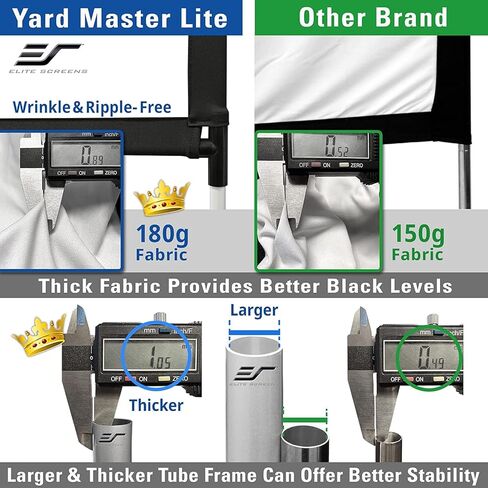 شاشة عرض محمولة من Elite Screens Yard Master Lite مقاس 125 بوصة مع حامل، خالية من التجاعيد 16:9 شاشة أفلام داخلية/خارجية، إعداد سريع، عرض أمامي وخلفي، حقيبة حمل للفناء الخلفي - OMS125HLITE in Kuwait