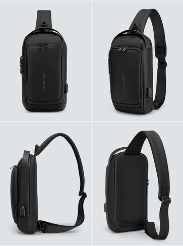 Kingsons 13" Anti-Theft Laptop Sling Backpack. Waterproof nylon, USB port. Ideal for travel, hiking, camping. (FG6301-Black) in Saudi Arabia