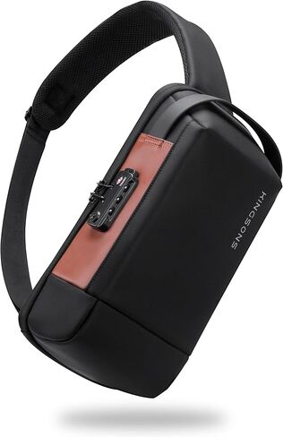 Kingsons 13" Anti-Theft Laptop Sling Backpack. Waterproof nylon, USB port. Ideal for travel, hiking, camping. (FG6301-Black) in Saudi Arabia