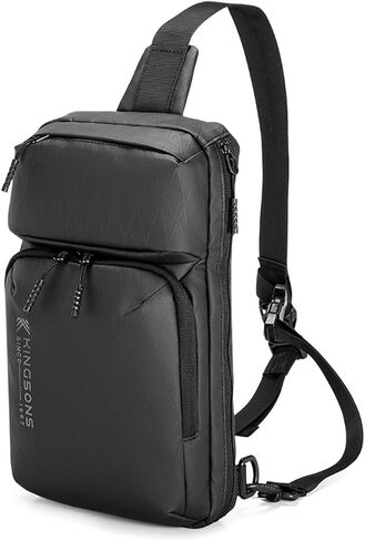 Kingsons 13" Anti-Theft Laptop Sling Backpack. Waterproof nylon, USB port. Ideal for travel, hiking, camping. (FG6301-Black) in Saudi Arabia