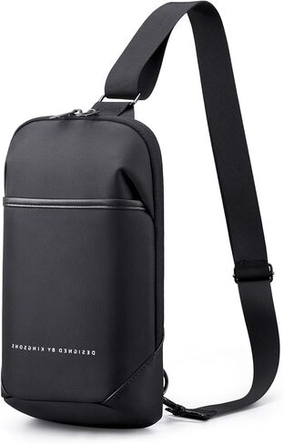Kingsons 13" Anti-Theft Laptop Sling Backpack. Waterproof nylon, USB port. Ideal for travel, hiking, camping. (FG6301-Black) in Saudi Arabia