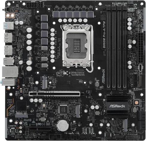 اللوحة الأم ASRock B860M Pro-A/TPM LGA1851 Micro-ATX، تدعم Intel Core Ultra (السلسلة 2)، DDR5 8666+ (OC)، PCIe 5.0، Triple M.2، 2.5G LAN، SPI TPM 2.0 جاهزة للكمبيوتر الشخصي الآمن المستوى 3 in Kuwait