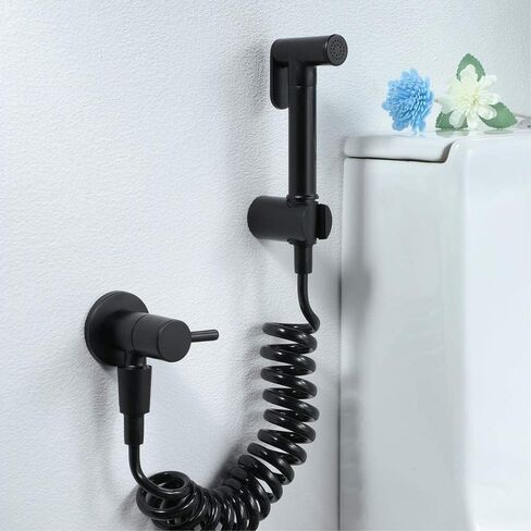 ToiletSpray Set Cloth Diaper Sprayer Kit Brass HandheldSprayer Toilet Kit Black Toilet Sprayer Wall Mounted Bathroom Washroom Set with Spring Hose in Saudi Arabia