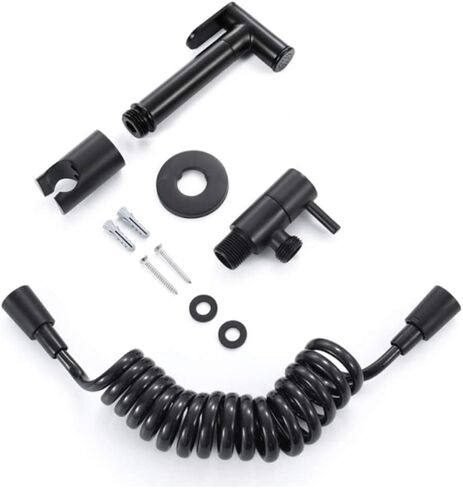 ToiletSpray Set Cloth Diaper Sprayer Kit Brass HandheldSprayer Toilet Kit Black Toilet Sprayer Wall Mounted Bathroom Washroom Set with Spring Hose in Saudi Arabia