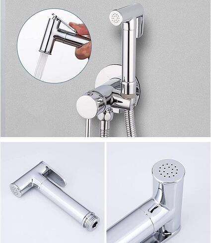 Toilet Bathroom HandheldSprayerSprayer HandheldSprayer Brass Baby Cloth Diaper Sprayer for Hot and Cold Water PortableFaucet, withHose for Feminine Wash Easy to Inst(Chrome) in Saudi Arabia