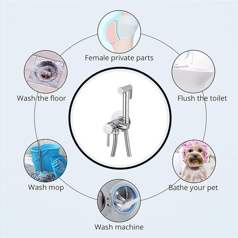 Toilet Bathroom HandheldSprayerSprayer HandheldSprayer Brass Baby Cloth Diaper Sprayer for Hot and Cold Water PortableFaucet, withHose for Feminine Wash Easy to Inst(Chrome) in Saudi Arabia