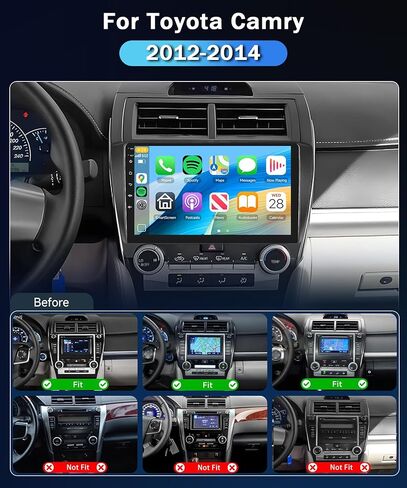 ستيريو سيارة 8Core 6+128G لسيارة Toyota Camry 2012-2014 𝐰𝐢𝐭𝐡 𝐉-𝐁-𝐋 Wireless Carplay Android Auto، 10.1 بوصة 1280 * 720P IPS شاشة تعمل باللمس، Android/GPS/WiFi/32EQ/Bluetooth 5.0/SWC+كاميرا احتياطية in Saudi Arabia