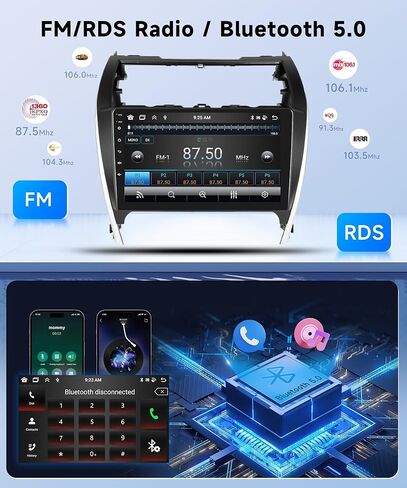 ستيريو سيارة 8Core 6+128G لسيارة Toyota Camry 2012-2014 𝐰𝐢𝐭𝐡 𝐉-𝐁-𝐋 Wireless Carplay Android Auto، 10.1 بوصة 1280 * 720P IPS شاشة تعمل باللمس، Android/GPS/WiFi/32EQ/Bluetooth 5.0/SWC+كاميرا احتياطية in Saudi Arabia
