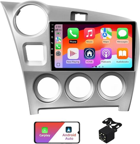 2+32G Android 13 Double Din Car Radio Stereo for Toyota Matrix 2009-2014 with 9" Touchscreen Radio Built-in Wireless Carplay/Android Auto/GPS/Bluetooth/FM/AUX-in/SWC/Camera in Kuwait