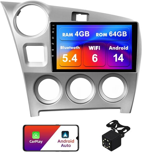 2+32G Android 13 Double Din Car Radio Stereo for Toyota Matrix 2009-2014 with 9" Touchscreen Radio Built-in Wireless Carplay/Android Auto/GPS/Bluetooth/FM/AUX-in/SWC/Camera in Kuwait