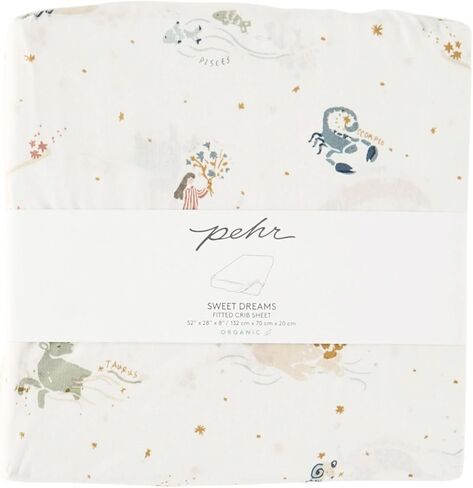 Pehr Crib Sheet, Zodiac | Breathable Brushed Organic Cotton for Soft Sleep | Snug Fit | Reusable Fabric Bag Packaging | Standard Crib Mattresses up to 52"L x 28"W x 8"H in Saudi Arabia