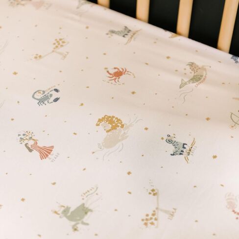 Pehr Crib Sheet, Zodiac | Breathable Brushed Organic Cotton for Soft Sleep | Snug Fit | Reusable Fabric Bag Packaging | Standard Crib Mattresses up to 52"L x 28"W x 8"H in Saudi Arabia