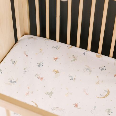 Pehr Crib Sheet, Zodiac | Breathable Brushed Organic Cotton for Soft Sleep | Snug Fit | Reusable Fabric Bag Packaging | Standard Crib Mattresses up to 52"L x 28"W x 8"H in Saudi Arabia