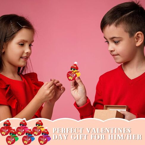 Chivao 48 Pcs Valentine's Day Mini Rubber Ducks with 48 Valentine's Day Cards 48 Sunglasses 48 Hats, Party Favors Holiday Mini Tiny Ducks for Class Gifts in Saudi Arabia