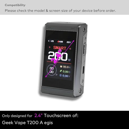 [عبوتان] واقي شاشة من الزجاج المقسى مصمم لشاشة Geek-vape T 200 A egis مقاس 2.4 بوصة مضادة للخدش/بصمات الأصابع (HD Clear) in Saudi Arabia