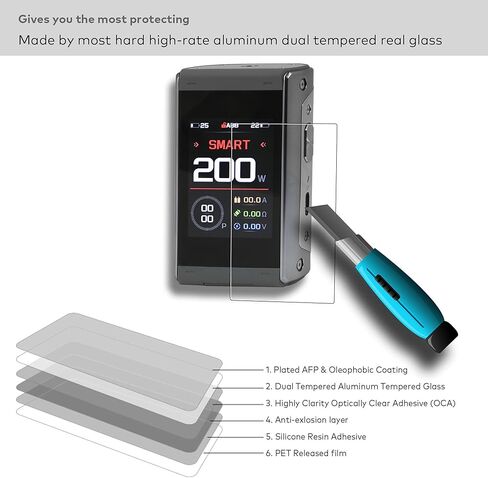 [عبوتان] واقي شاشة من الزجاج المقسى مصمم لشاشة Geek-vape T 200 A egis مقاس 2.4 بوصة مضادة للخدش/بصمات الأصابع (HD Clear) in Saudi Arabia