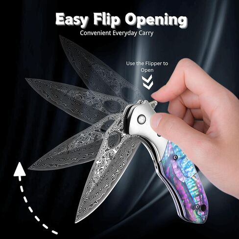 Outdoor Hiking folding knife, wood handle pocket folding knife,damascus hunting Folding Knife,Handmade Forged VG10 Damascus Steel Blade,Genuine Rainbow Handle,EDC Cool Knives for Mens Gift Home in Saudi Arabia