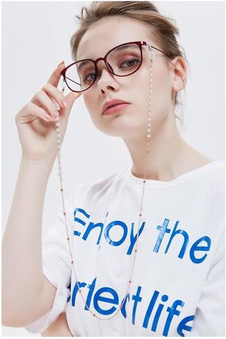 Eyeglass Chains for Women Beaded Glasses Chain Copper Pearl Eye Glasses Holders Around Neck Pearl Eyeglasses Strap in Saudi Arabia