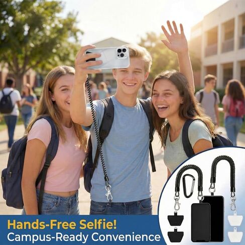 Phone Tether Lanyard Anti Theft Strap with Carabiner, Anti-Drop Outdoor Accessory for Skiing, Hiking, Cycling, Fishing & Climbing, Fit Most Cell Phones in Kuwait