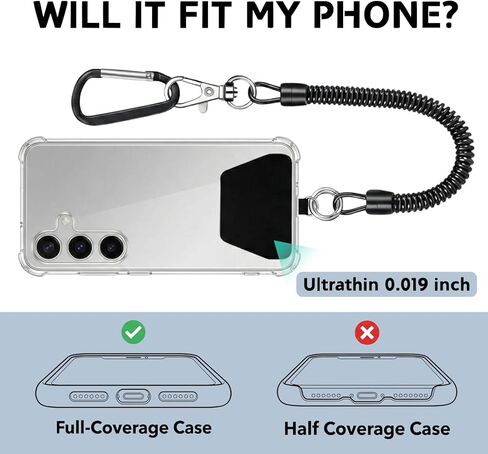 Phone Tether Lanyard Anti Theft Strap with Carabiner, Anti-Drop Outdoor Accessory for Skiing, Hiking, Cycling, Fishing & Climbing, Fit Most Cell Phones in Kuwait