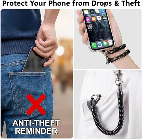 Phone Tether Lanyard Anti Theft Strap with Carabiner, Anti-Drop Outdoor Accessory for Skiing, Hiking, Cycling, Fishing & Climbing, Fit Most Cell Phones in Kuwait