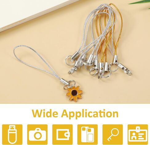 100 Pcs Phone Charm Strap with Split Ring, 58 mm Keychain String Split Ring Cords Polyester Lanyard String for Cellphone Charm USB Drive MP3 Keychain DIY Decorations in Saudi Arabia