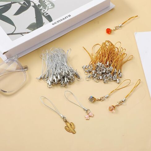 100 Pcs Phone Charm Strap with Split Ring, 58 mm Keychain String Split Ring Cords Polyester Lanyard String for Cellphone Charm USB Drive MP3 Keychain DIY Decorations in Saudi Arabia