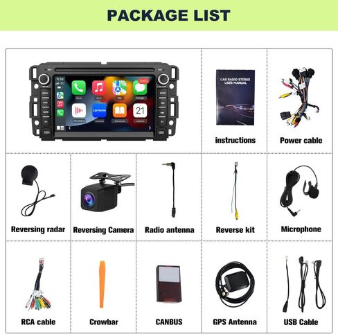 2GB+64GB Car Stereo for Chevy Silverado Tahoe GMC Sierra Yukon 2007-2013, Android 13 7Inch Radio Upgrade Replacement Touchscreen with CarPlay/Android Auto/GPS/FM/AM/BackCamera/29 Theme UIs in Saudi Arabia