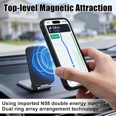 حامل هاتف مغناطيسي رفيع للغاية وقابل للطي، حامل هاتف مغناطيسي رفيع للغاية وقابل للتعديل، حامل هاتف مغناطيسي جديد محمول مزدوج الجوانب للسيارة، مناسب لجميع الهواتف والكمبيوتر المحمول وصالة الألعاب الرياضية in Kuwait