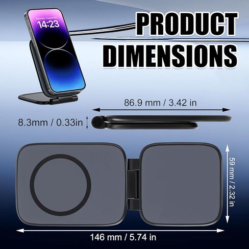 حامل هاتف مغناطيسي رفيع للغاية وقابل للطي، حامل هاتف مغناطيسي رفيع للغاية وقابل للتعديل، حامل هاتف مغناطيسي جديد محمول مزدوج الجوانب للسيارة، مناسب لجميع الهواتف والكمبيوتر المحمول وصالة الألعاب الرياضية in Kuwait