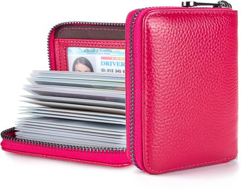 Suweibuke جلد طبيعي حامل بطاقة الائتمان بسحاب محفظة RFID حجب حافظة بطاقات آمنة منظم حافظة الهوية (أسود كلاسيكي) in Kuwait