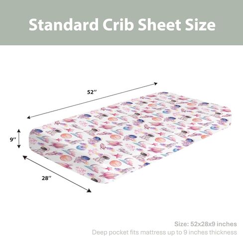 Watercolor Outer Space Baby Crib Sheets for Boy Girl 52x28Inch Cute Astronaut Rocket Planet Moon Soft Snug Fitted Crib Mattress Cover Pastel Cosmos Baby Sheet for Standard Crib & Toddler Mattress Pink in Saudi Arabia