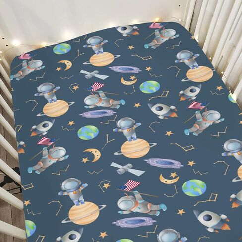 Watercolor Outer Space Baby Crib Sheets for Boy Girl 52x28Inch Cute Astronaut Rocket Planet Moon Soft Snug Fitted Crib Mattress Cover Pastel Cosmos Baby Sheet for Standard Crib & Toddler Mattress Pink in Saudi Arabia