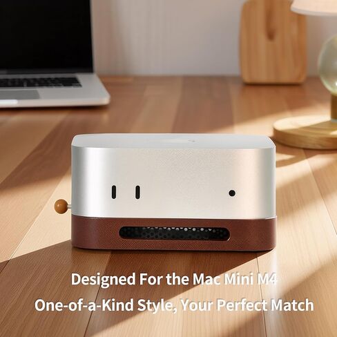 Mac mini M4 Stand (2024) with Effortless Power Button Lever – Solid Walnut Base for M4 Pro, Cooling & Dustproof Design in Kuwait