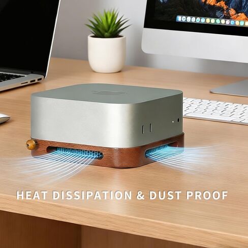 Mac mini M4 Stand (2024) with Effortless Power Button Lever – Solid Walnut Base for M4 Pro, Cooling & Dustproof Design in Kuwait